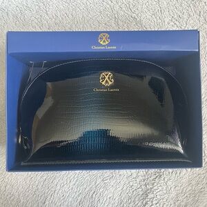 NWT CHRISTIAN LACROIX Cobalt Blue Snakeskin Cosmetic Makeup Bag